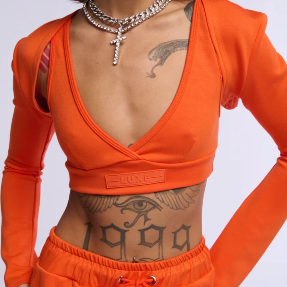 Miz PAXTON Super Luxe Bolero Top in Orange L/XL